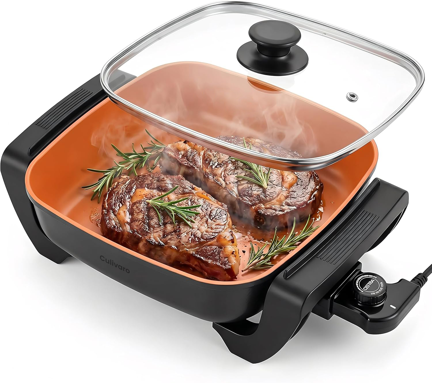 Culivaro Electric Skillet, 1500W Fast Heating, 5-L